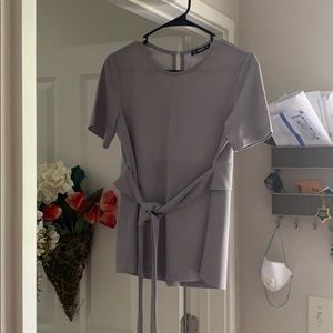 Shein Grey Top with Waist Tie